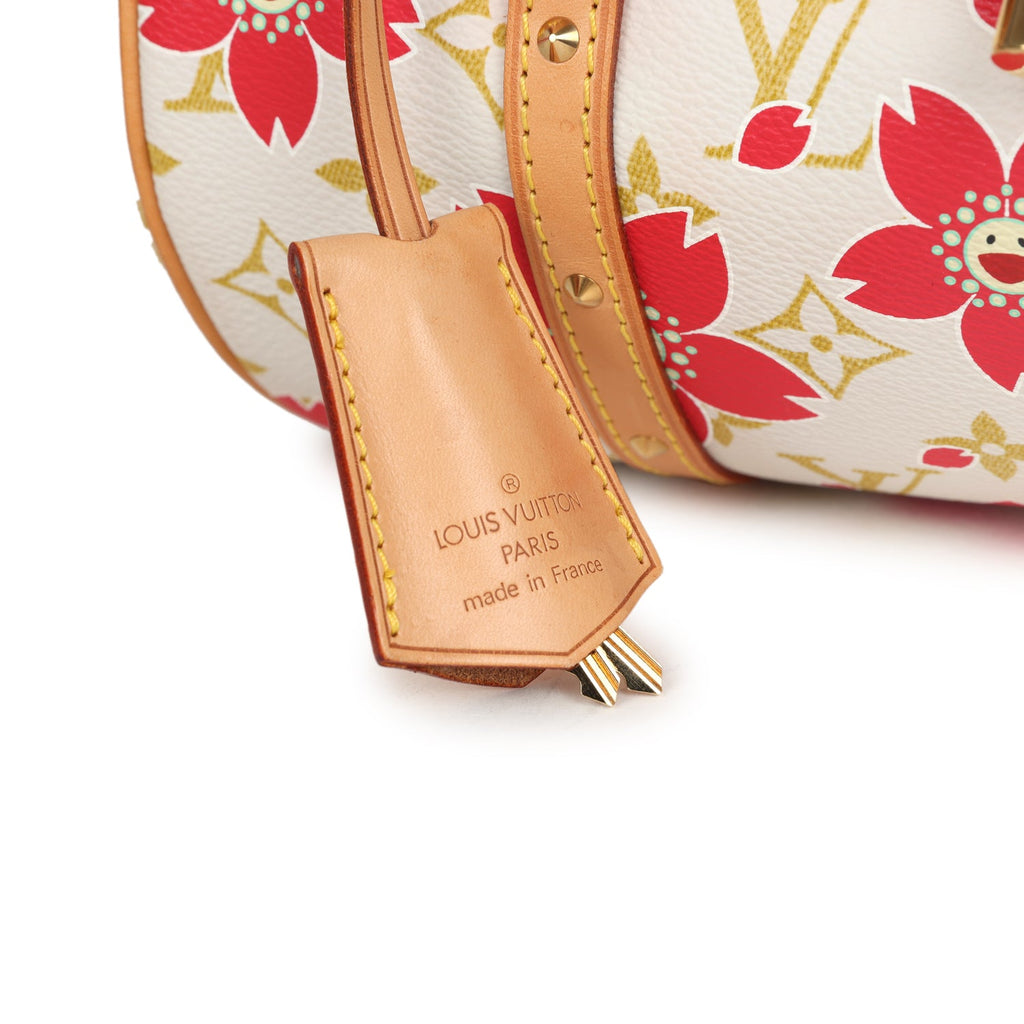 Vintage Louis Vuitton X Takashi Murakami Cream and Red Cherry Blossom Papillon Gold Hardware - Image 7