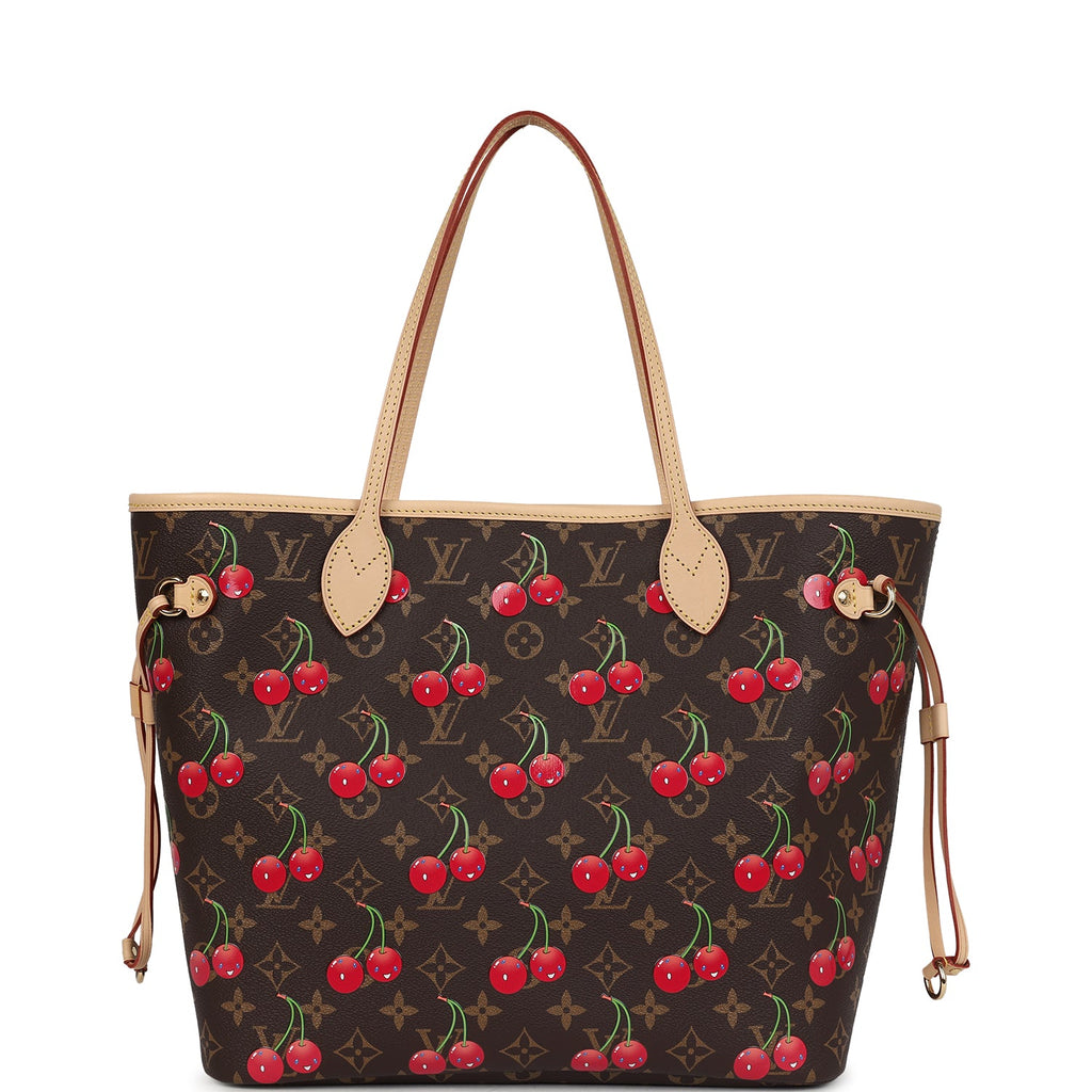 Louis Vuitton X Takashi Murakami Neverfull MM Cherry Brown Monogram Gold Hardware