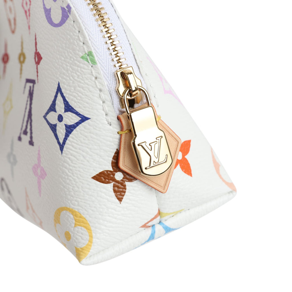 Louis Vuitton X Takashi Murakami Cosmetic Pouch PM White Multicolored Monogram Gold Hardware - Image 10