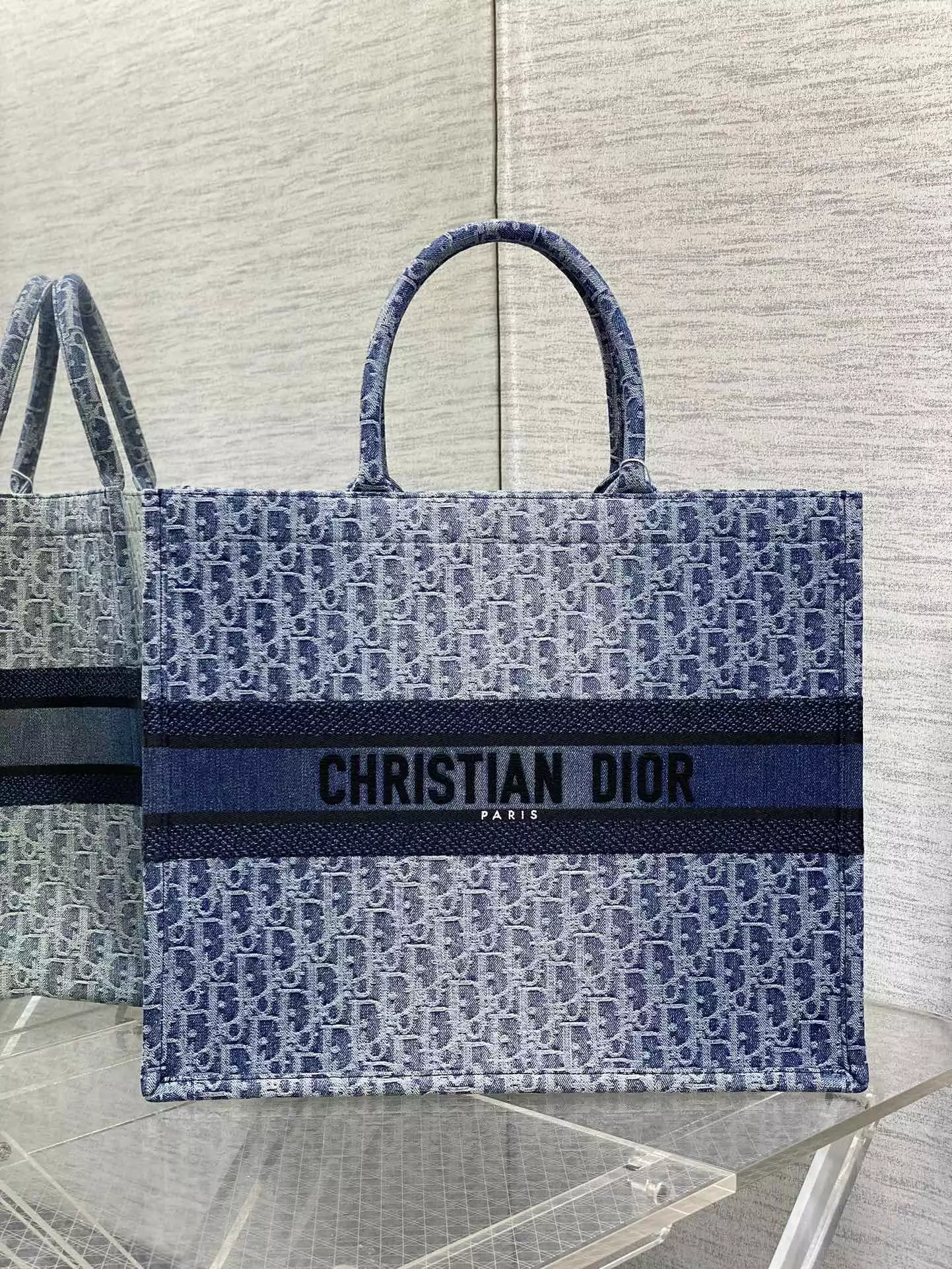 Large Dior Book Tote Blue Denim Dior Oblique - Repbags.ru - Image 3