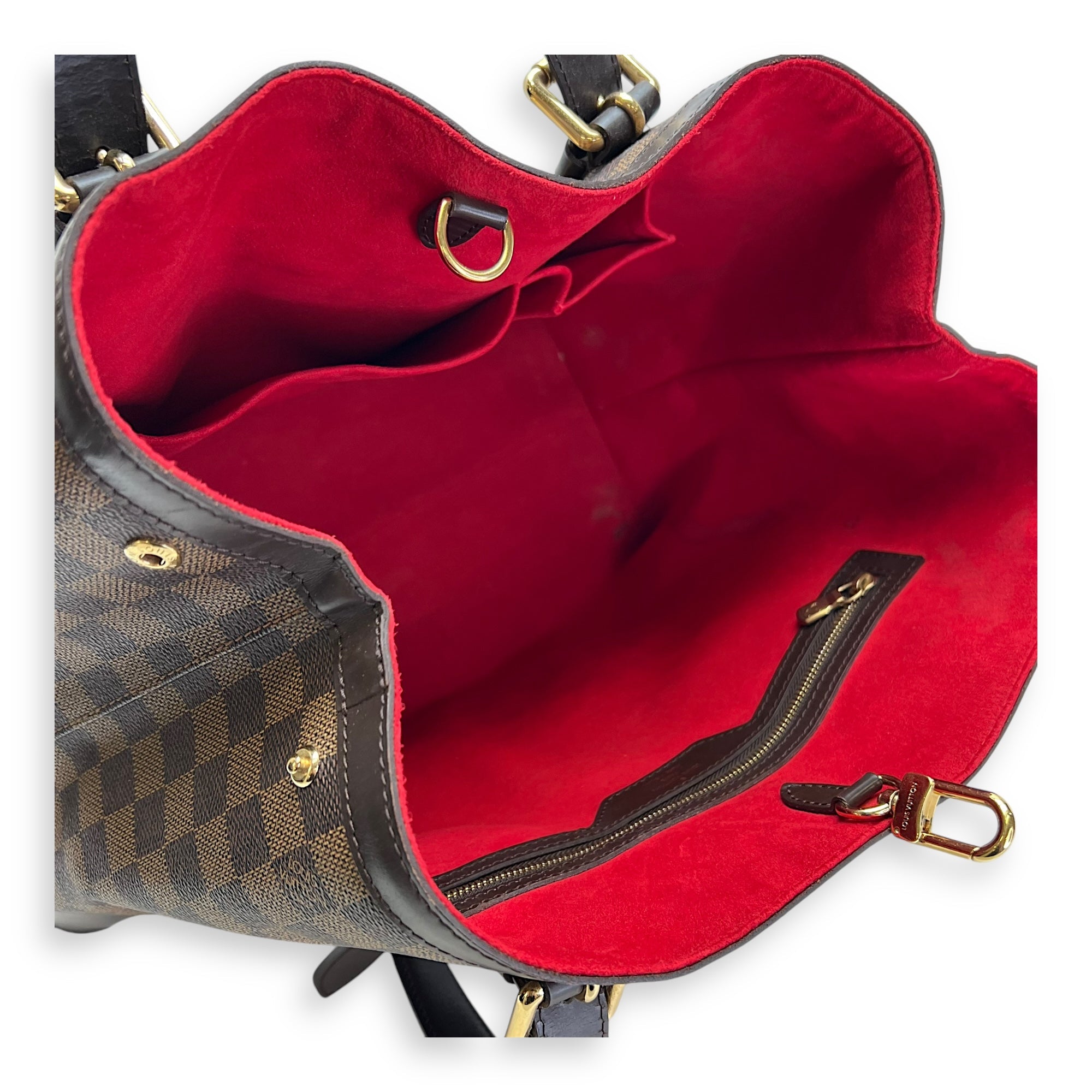 Hampstead MM Damier Ebene Top Handle Bag in Coated Canvas, Gold hardware - Image 14