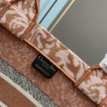 Medium Dior Book Tote Metallic Pink Brocart Embroidery - DB041 - Image 9