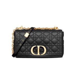 Medium Dior Caro Bag Black Supple Cannage