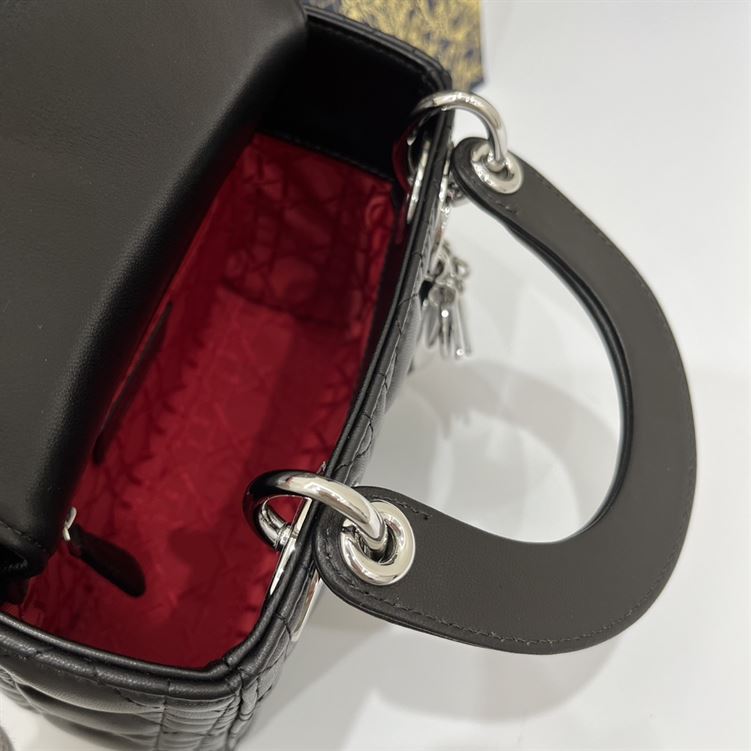 Mini Lady Dior Bag Black Lambskin - Image 8