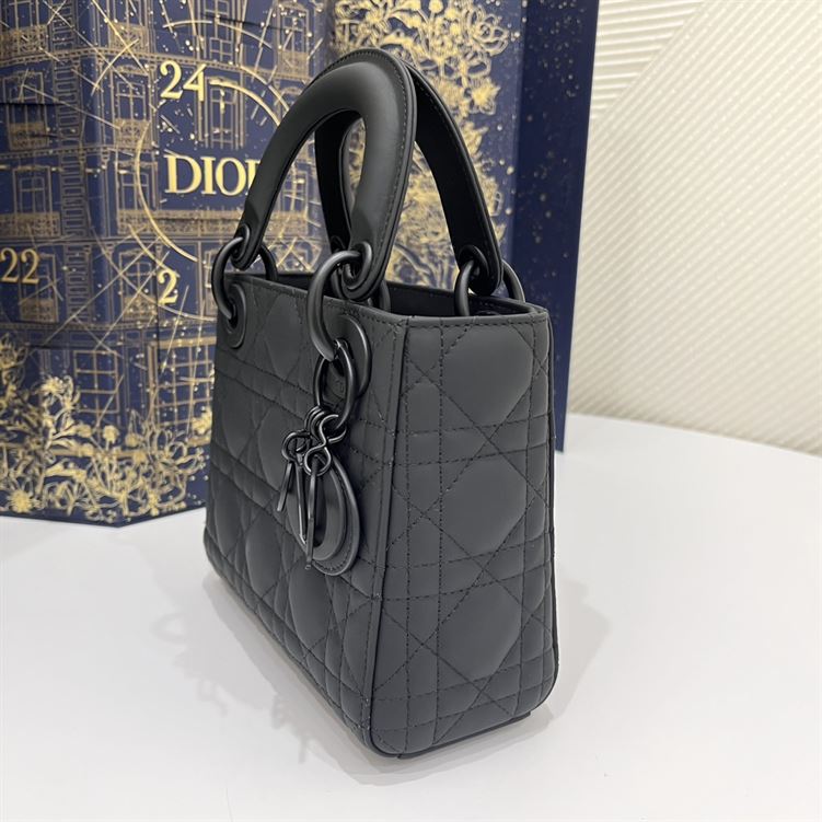 Mini Lady Dior Bag Black Ultramatte Cannage - Image 10
