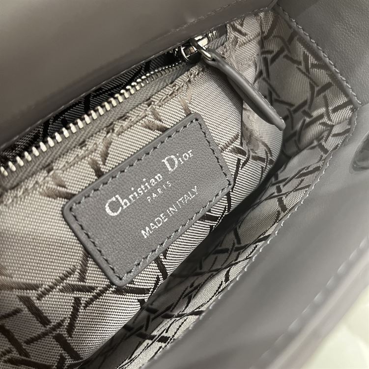 Mini Lady Dior Bag Grey Cannage Leather - Image 5