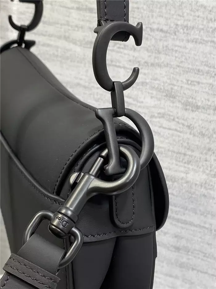 Mini Saddle Bag with Strap Black Ultramatte Calfskin - Repbags.ru - Image 8