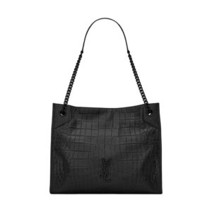 Niki Medium Shopping Bag in Crocodile-Embossed Leather