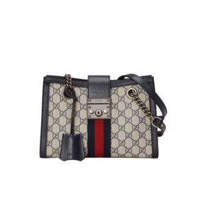 Padlock small GG shoulder bag Beige and blue