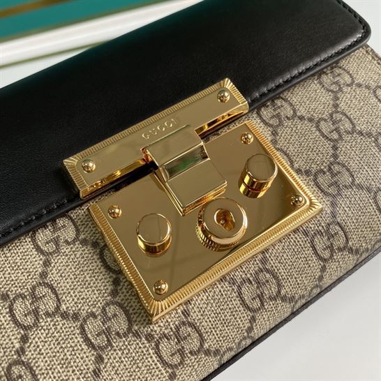 Padlock small GG shoulder bag Black leather top - GB081 - Image 4