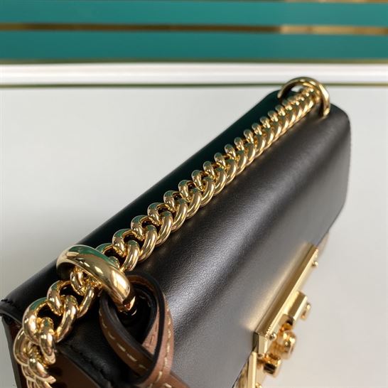 Padlock small GG shoulder bag Black leather top - GB081 - Image 8