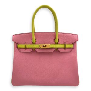 HSS Birkin 30 Rose Confetti/ Lime in Chevre Mysore, Gold hardware