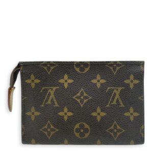 Pochette Pouch 15 Brown in Monogram Coated Canvas, Gold hardware