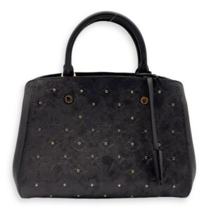 Montaigne Top Handle Bag BB Grey in Empreinte Leather, Gold hardware