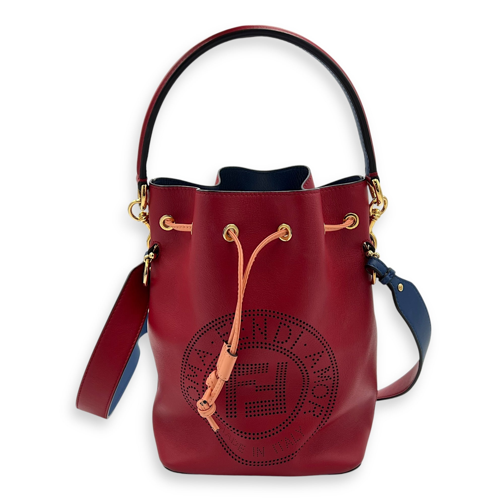 Mon Tresor Bucket Bag Red in Calfskin, Gold hardware