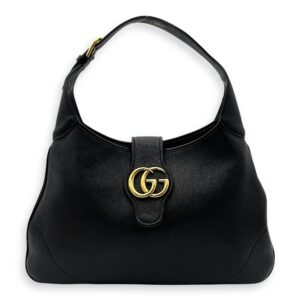 Aphrodite Shoulder Bag Medium Black in Calfskin, Gold hardware