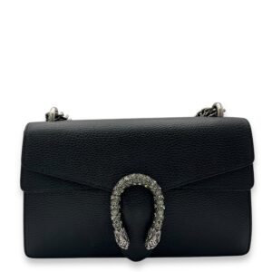 Dionysus Shoulder Bag Black in Calfskin, Silver hardware
