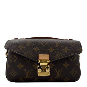 Metis East West Brown Crossbody Bag in Monogram Coated Canvas, Gold hardware