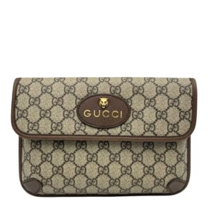 Ophidia Belt Bag Grey in Coated Canvas, Gold hardware