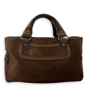 Boogie Top Handle Bag Brown in Suede Leather, Gold hardware