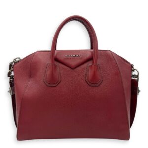 Antigona Medium Red Top Handle Bag in Goat Leather, Gold hardware