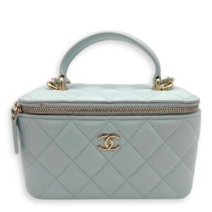 Vanity Crossbody Bag Blue in Lambskin, Gold hardware