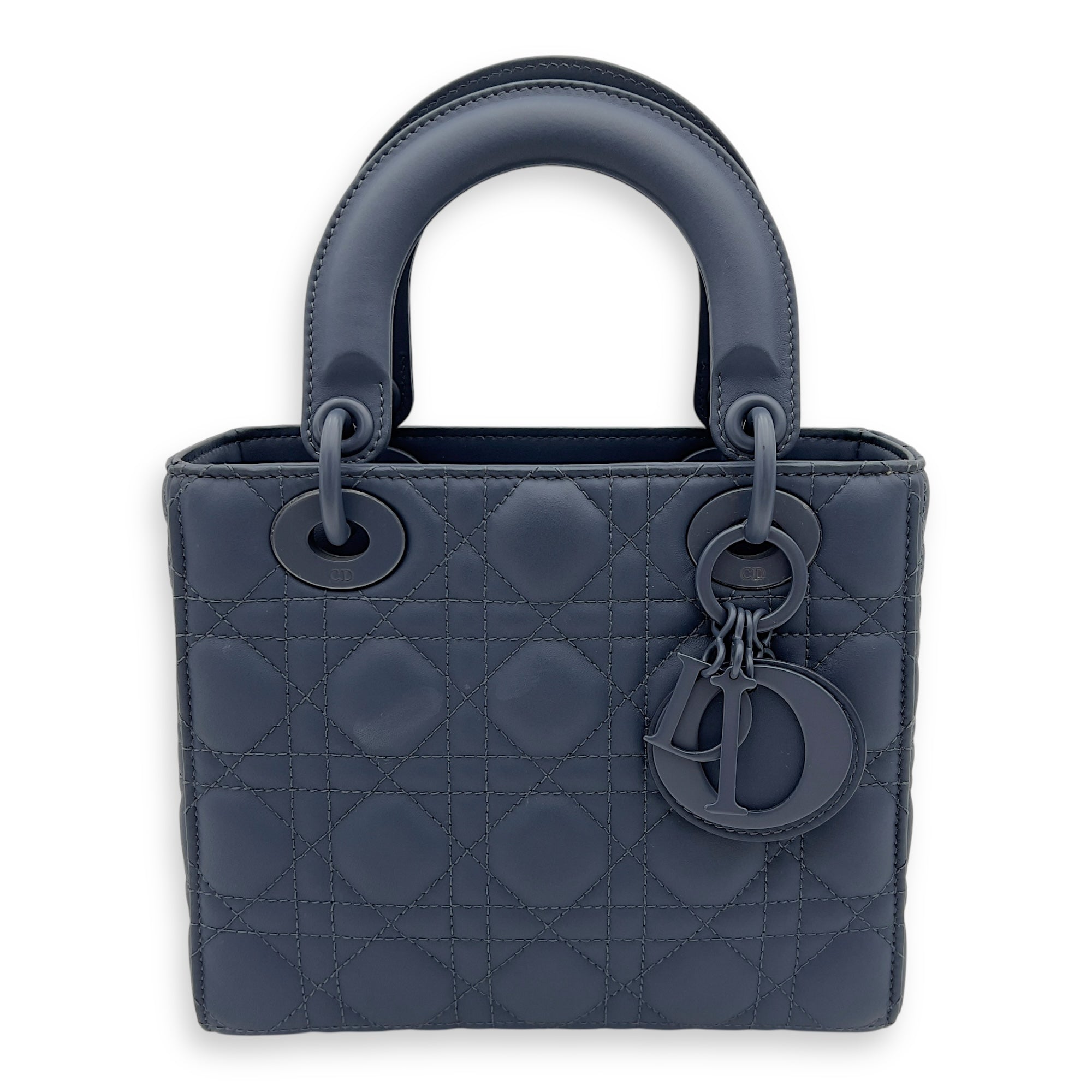 Lady Dior Top Handle Bag Small Ultramatte in Lambskin, Lacquered Metal hardware