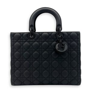 Lady Dior Top Handle Bag Large Ultramatte in Lambskin, Lacquered Metal hardware