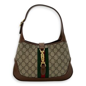 Jackie 1961 Top Handle Bag Brown in Coated Canvas, Gold hardware