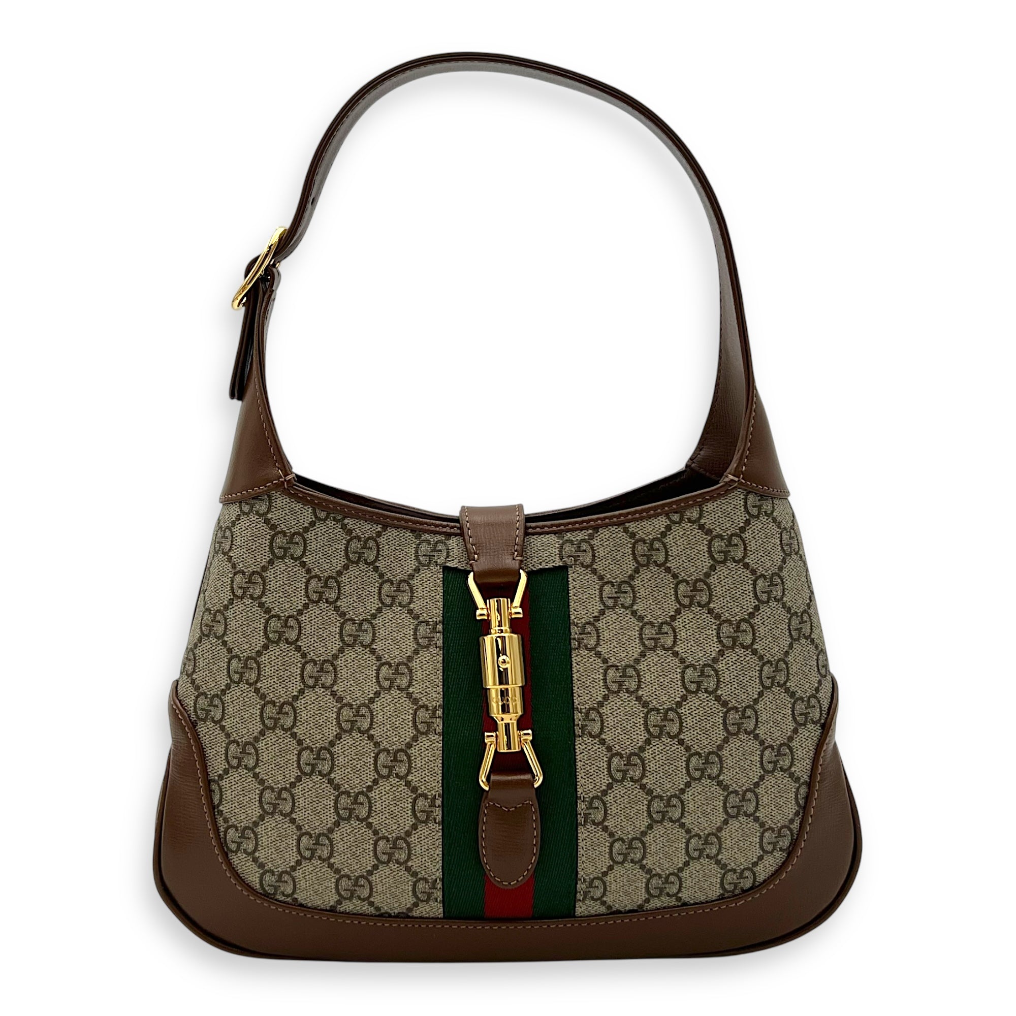 Jackie 1961 Top Handle Bag Brown in Coated Canvas, Gold hardware