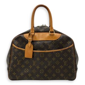Deauville Top Handle Bag Brown in Monogram Coated Canvas, Gold hardware