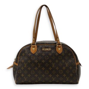 Montorgueil Shoulder Bag Brown in Monogram Coated Canvas, Gold hardware