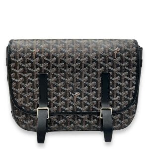 Belvedere Messenger MM Black in Coated Canvas, Silver hardware