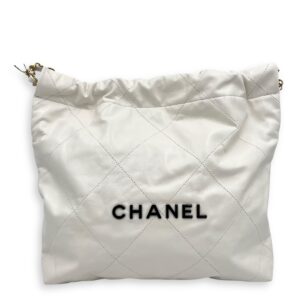 22 Tote White Tote Bag in Calfskin, Mixed hardware