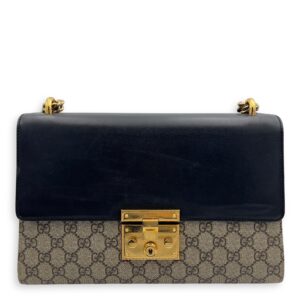 Padlock Shoulder Bag Brown in Coated Canvas, Gold hardware