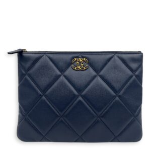 C19 Blue Pouch in Lambskin, Gold hardware