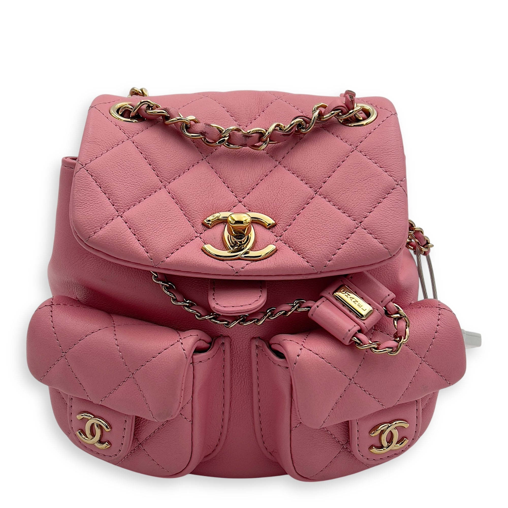 Duma Pink Backpack in Calfskin, Gold hardware