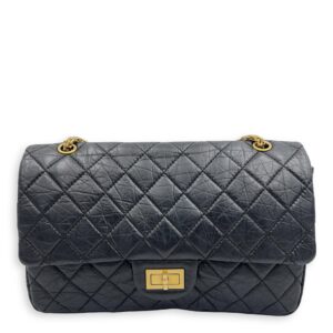 2.55 Shoulder Bag 27 Black in Calfskin, Gold hardware