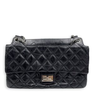 Double Vintage 2.55 Black Shoulder Bag in Calfskin, Ruthenium hardware