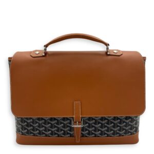 Citadine PM Brown Top Handle Bag in Coated Canvas, Silver hardware