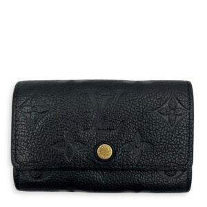 Key Pouch Black in Empreinte Leather, Gold hardware