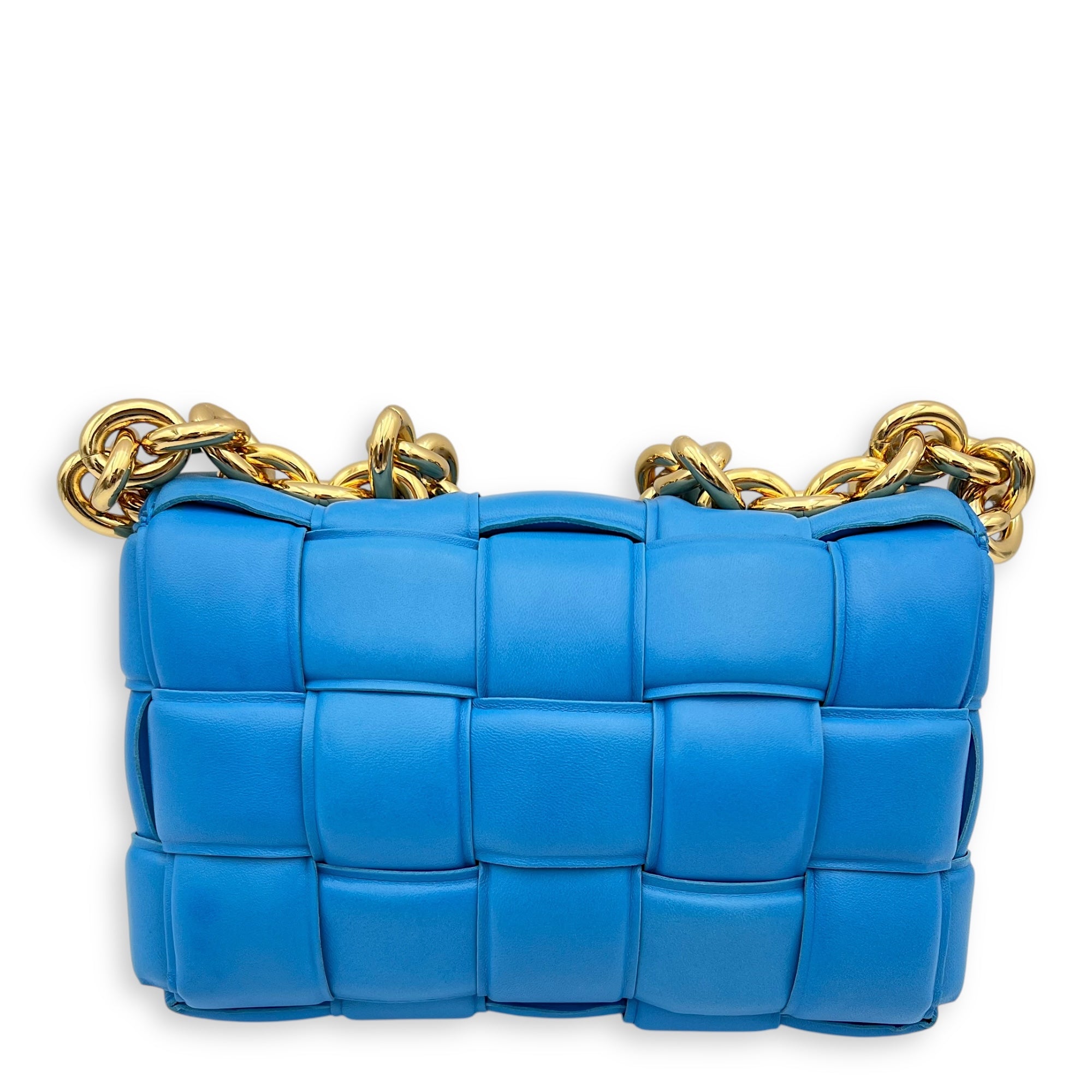 Cassette Crossbody Bag Blue in Lambskin, Gold hardware - Image 3