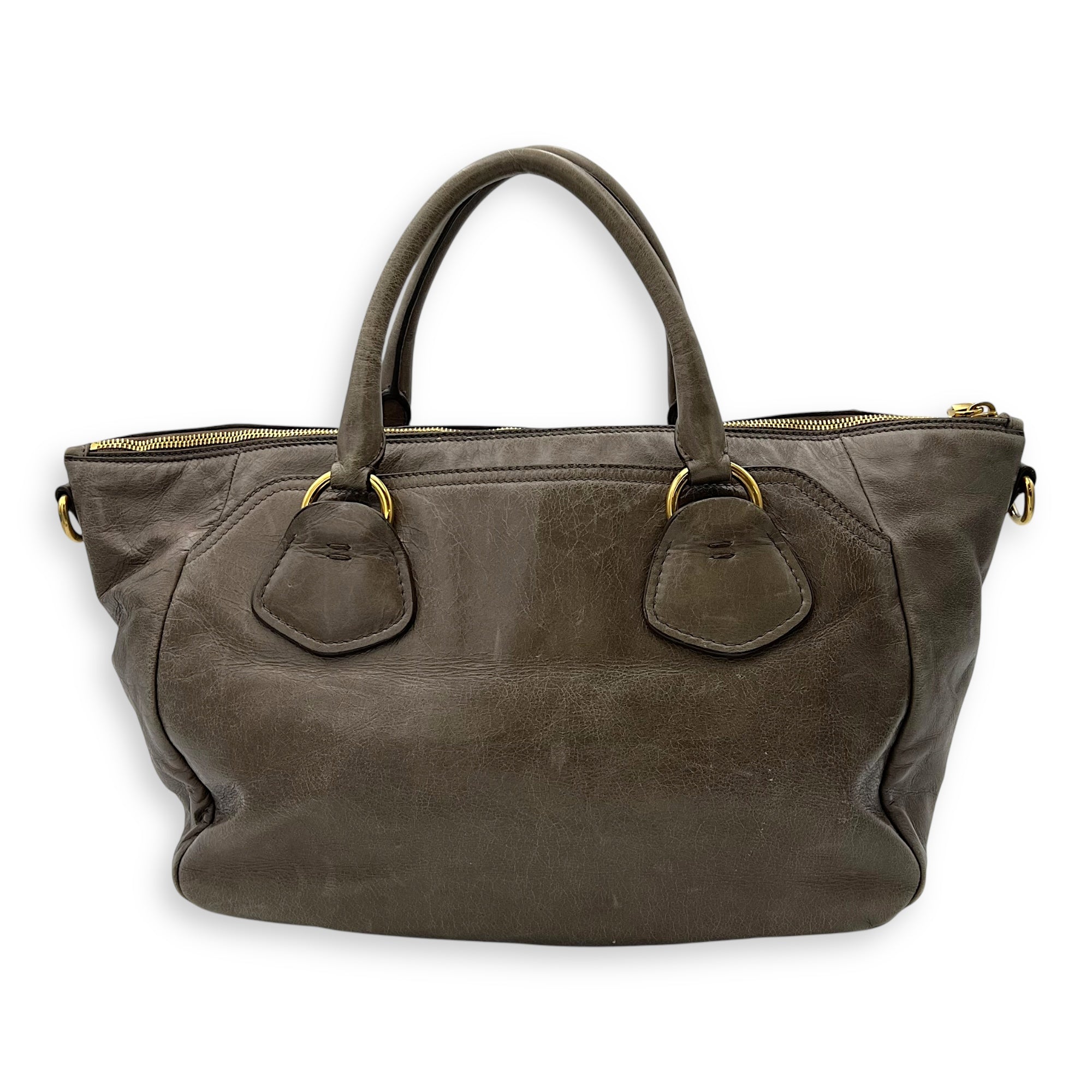 2 way bag Top Handle Bag Brown in Calfskin, Gold hardware - Image 3