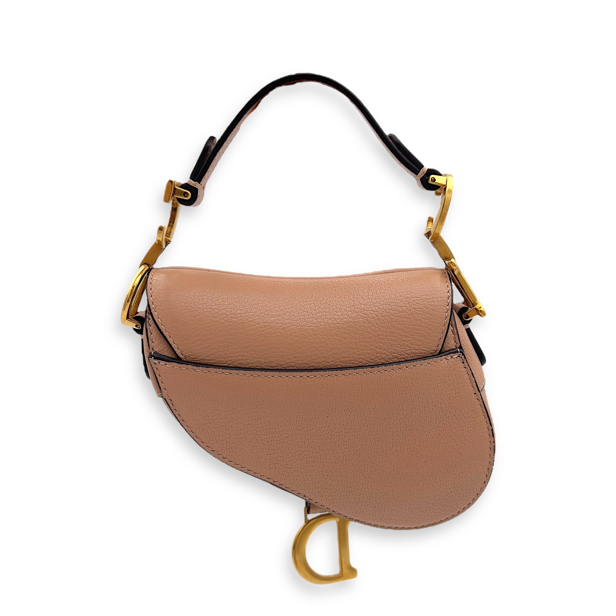 Saddle Top Handle Bag Micro Beige in Calfskin, Gold hardware - Image 3