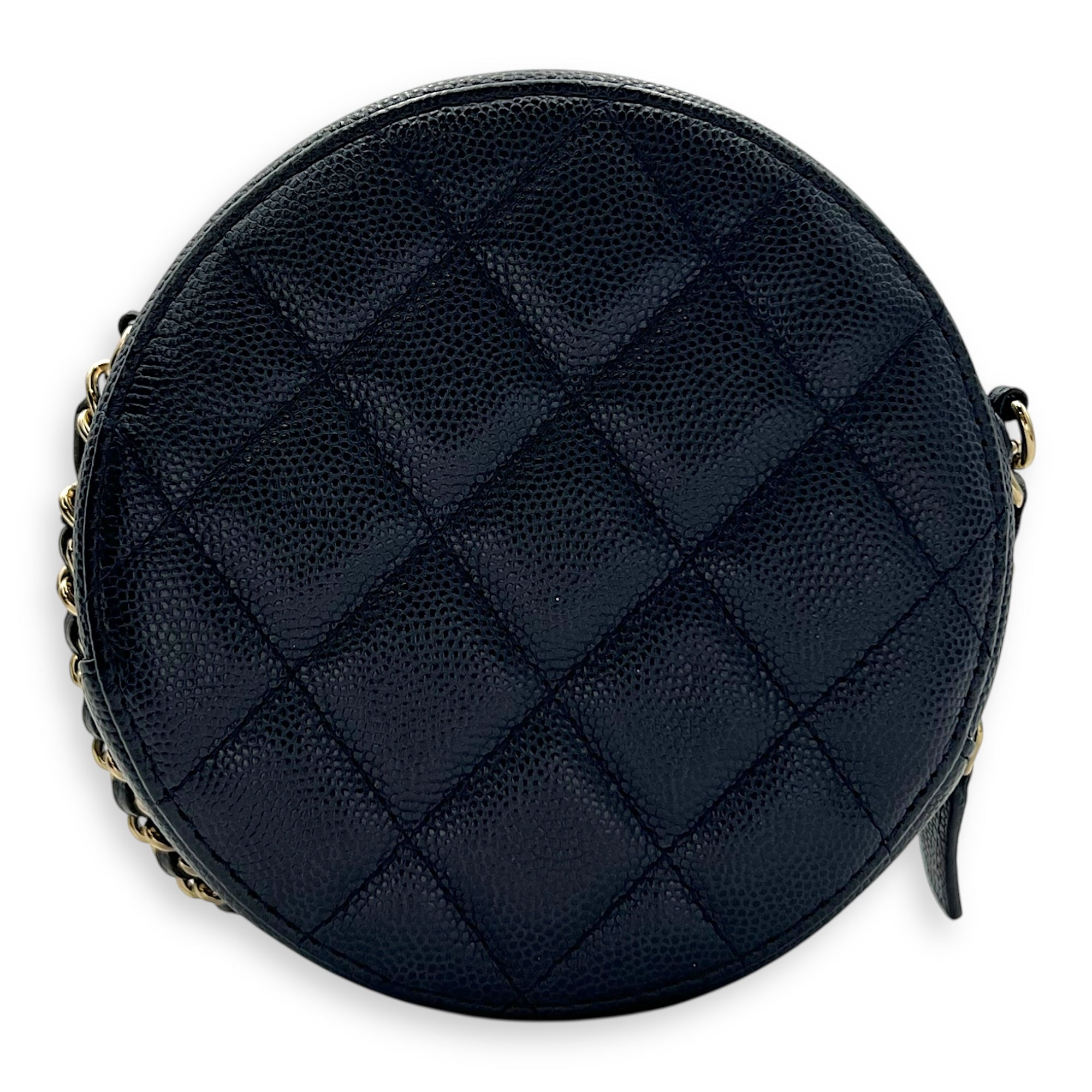 GHW mini round Crossbody Bag Mini Blue in Caviar Leather, Gold hardware - Image 3