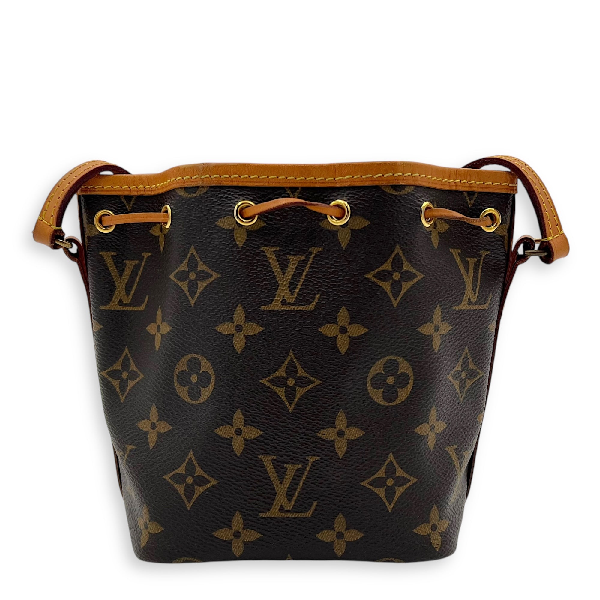 Noe Bucket Bag Brown in Monogram Coated Canvas, Gold hardware - Image 3