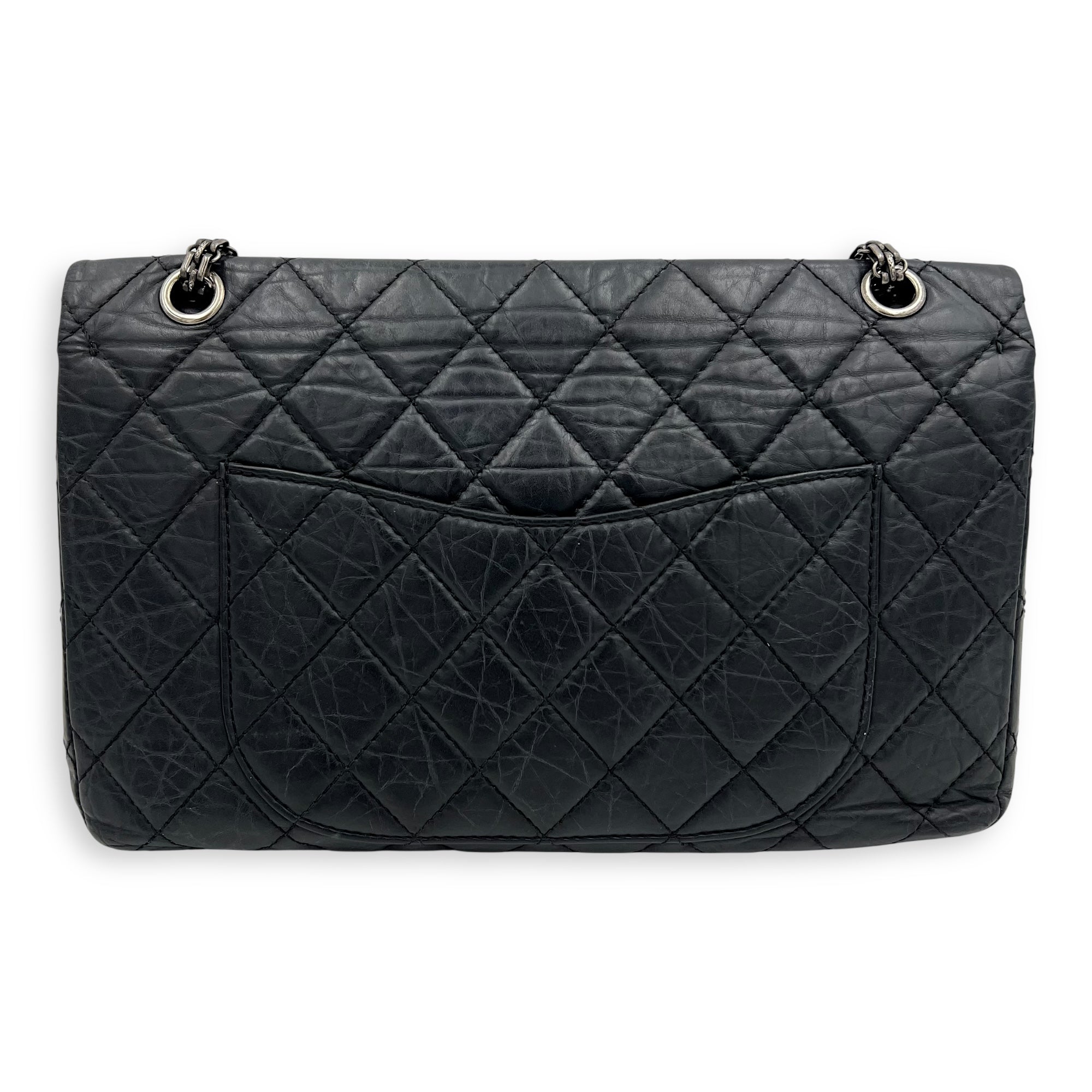 2.55 227 Black Shoulder Bag in Calfskin, Ruthenium hardware - Image 3