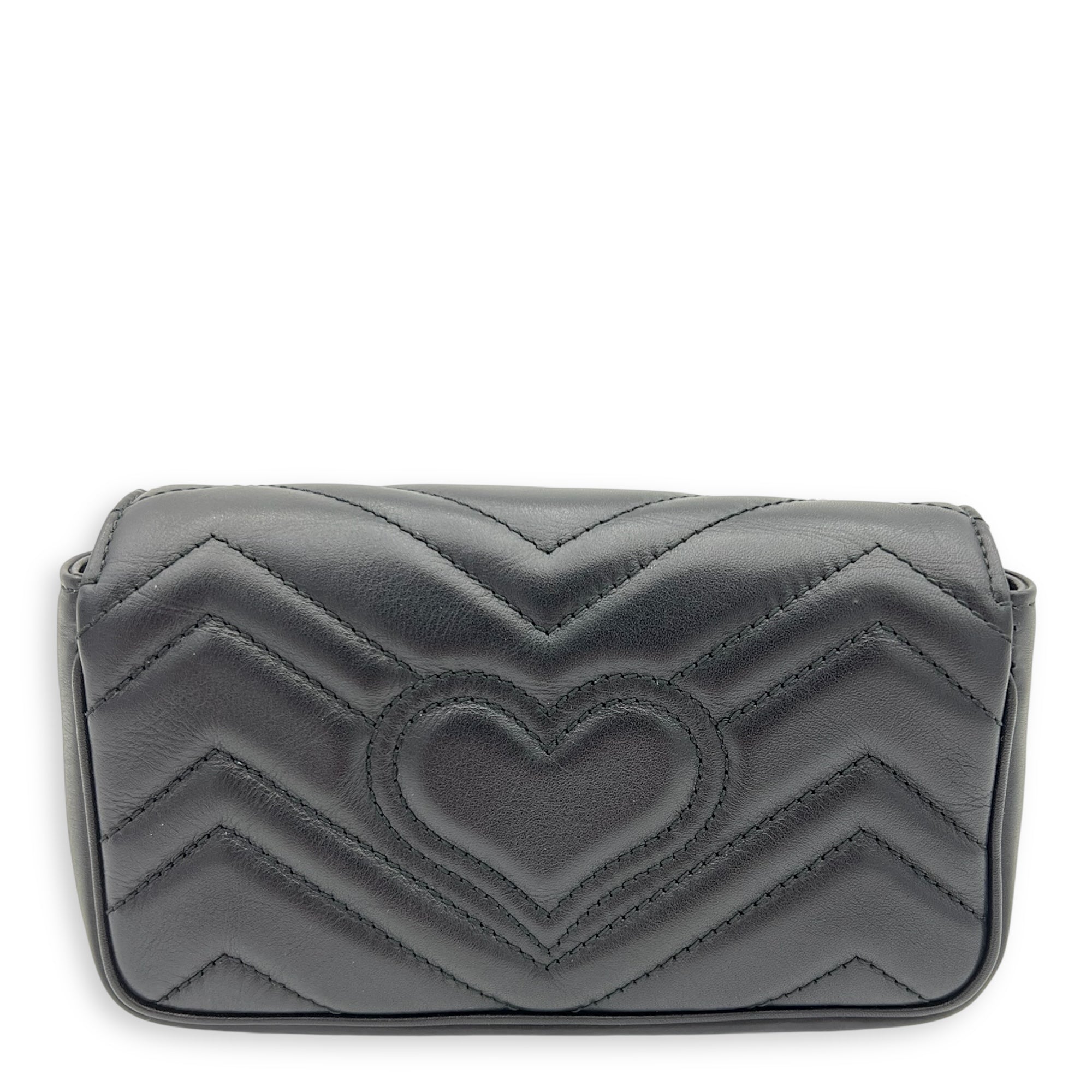 GG Marmont Crossbody Bag Black in Calfskin, Gold hardware - Image 3