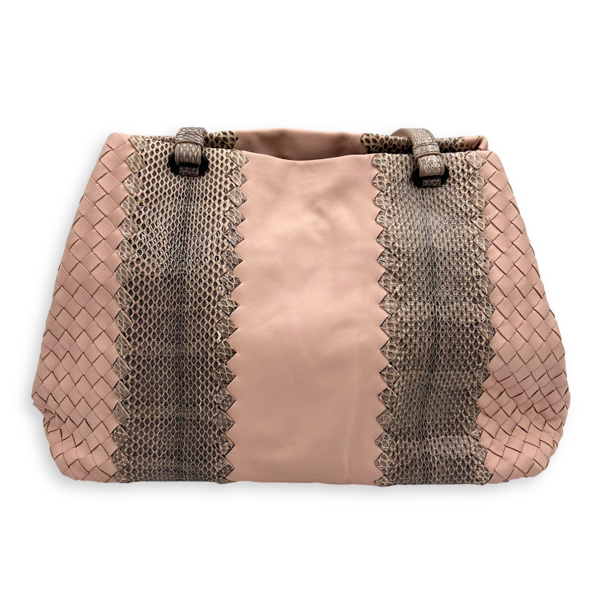 Intrecciato Top Handle Bag Pink in Lambskin, Gunmetal hardware - Image 3