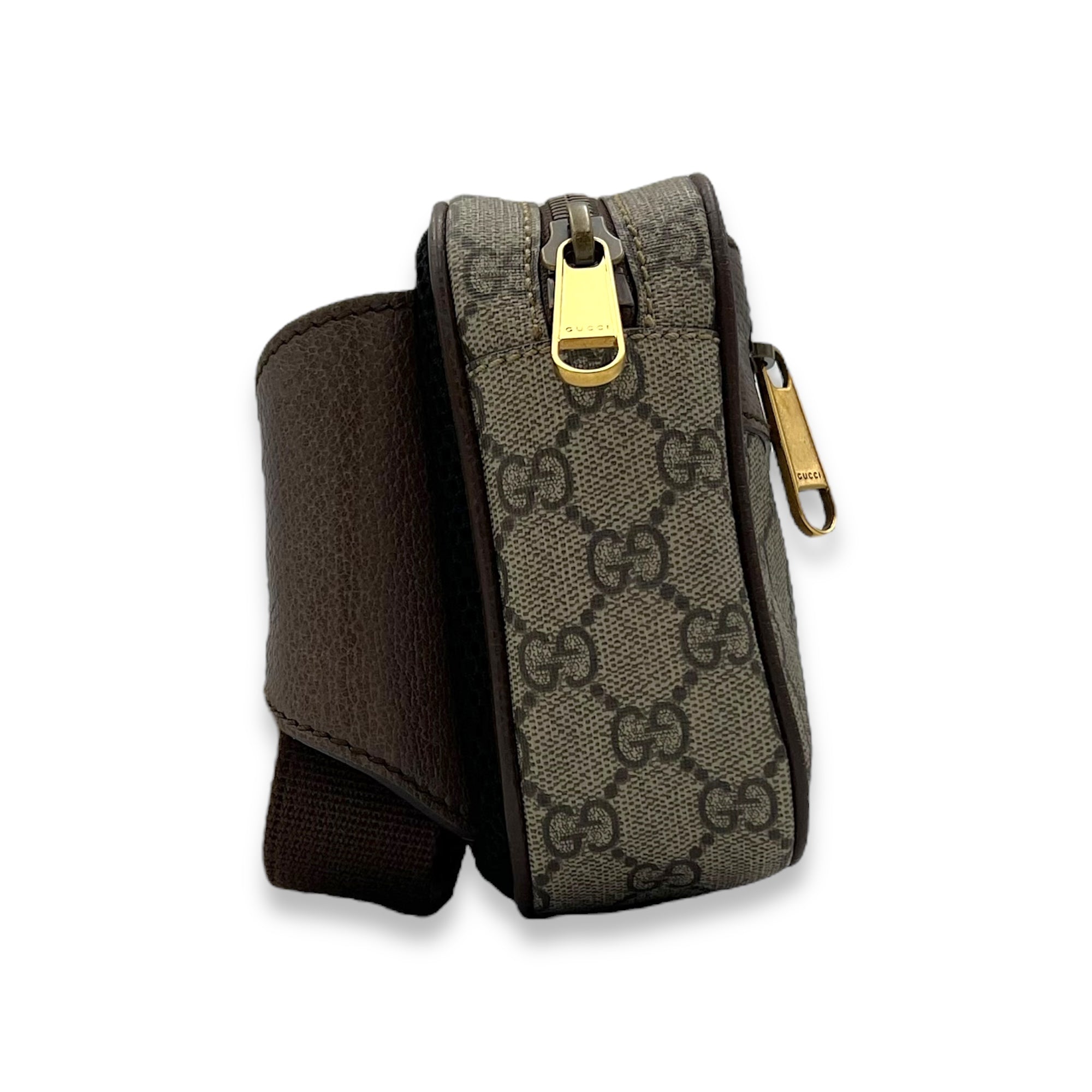 Ophidia Belt Bag Brown in Coated Canvas, Gold hardware - Image 4